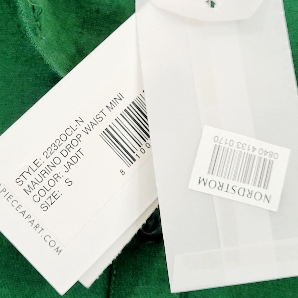 NWT APIECE APART Maurino Drop Waist Mini Dress Jadeite Green Organic Cotton S - Picture 11 of 16